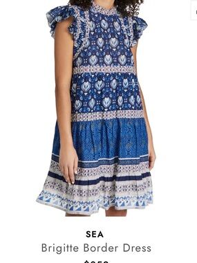 Sea Brigitte Indigo Border Print Dress
